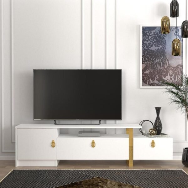 Meuble téléviseur blanc avec rangement