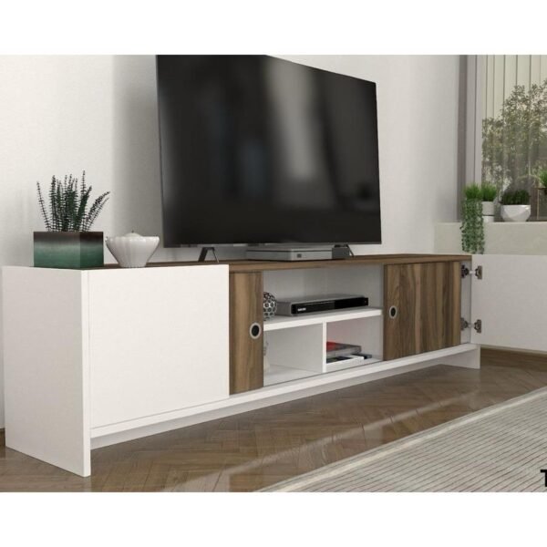 Meuble téléviseur marron blanc 180cm