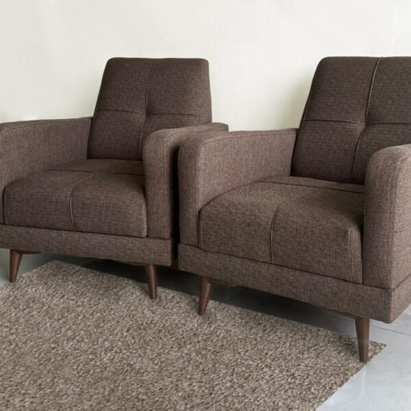 Fauteuil Club 2 Places Marron Importé en Tissu.