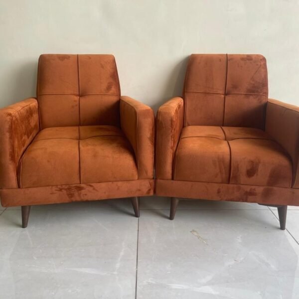 Fauteuil Club 2 Places Orange Importé en Daim