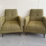 Fauteuil Club 2 Places Jaune Importé en Tissu