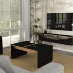Ensemble Meuble Téléviseur et TAble Basse Noir Beige