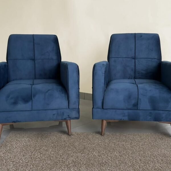 Fauteuil Club 2 Places Bleu Importé en Daim
