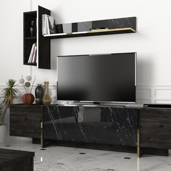 Meuble téléviseur noir avec rangement