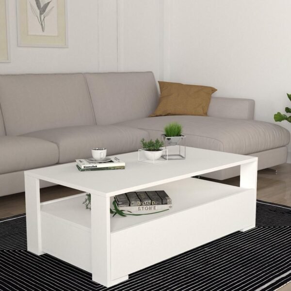 Table Basse avec rangement en blanc