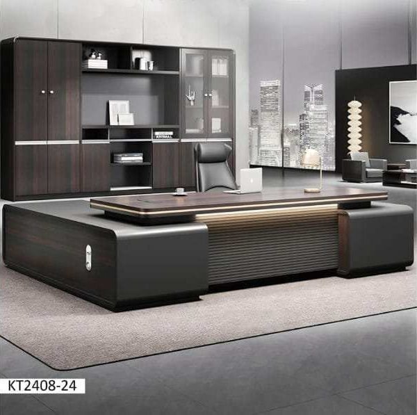 Bureau Présidentiel avec bibliothèque 2m40