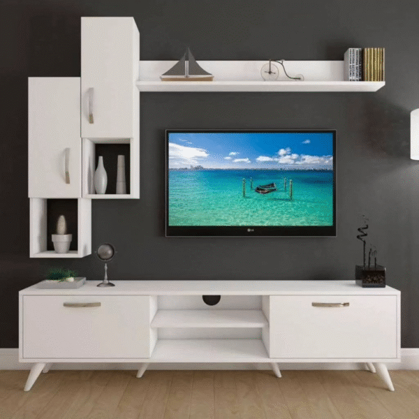 Meuble téléviseur blanc avec rangement