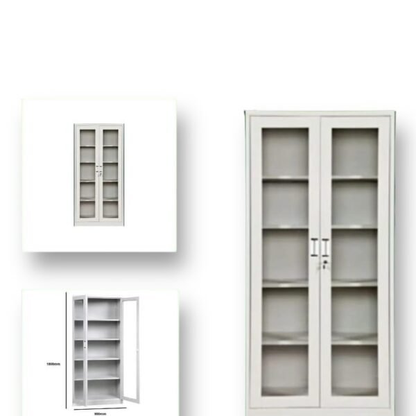 Armoire de rangement en métal vitré