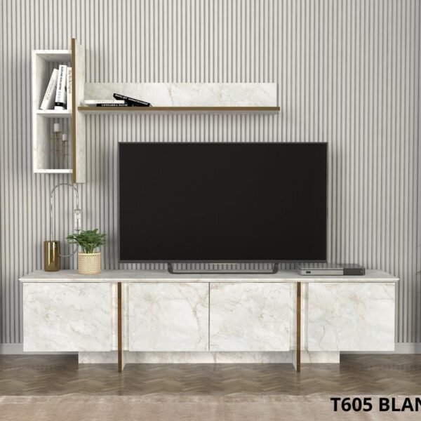 Meuble téléviseur blanc avec rangements