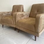 Fauteuil Club 2 Places Beige Importé en Daim