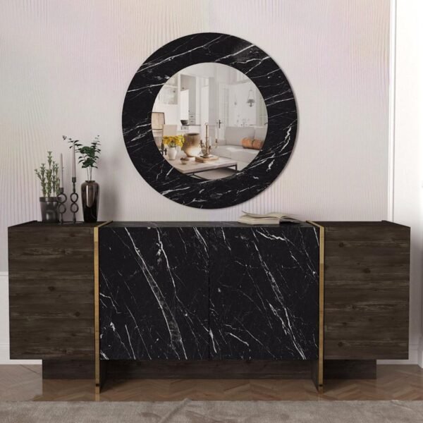 Buffet meuble salon avec rangements et miroir