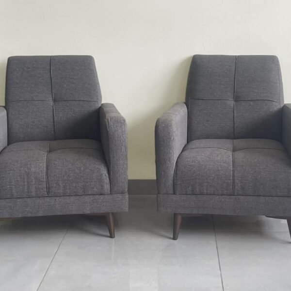 Fauteuil Club 2 Places Gris Importé en Tissu
