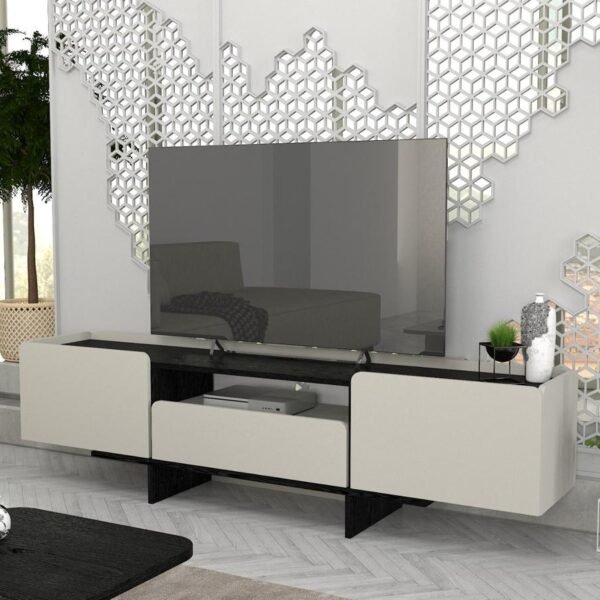 Meuble téléviseur gris noir avec rangement