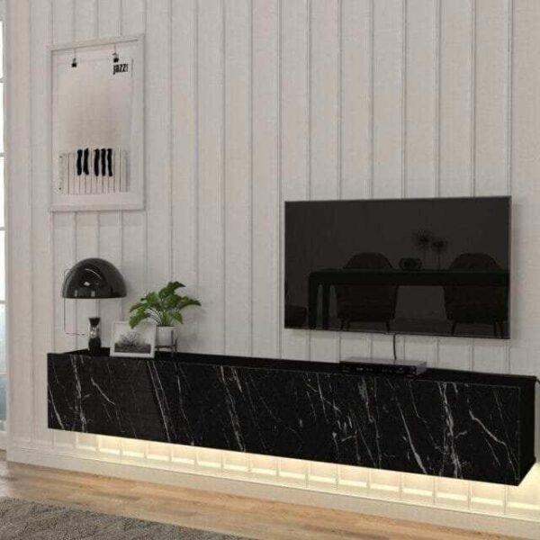 Meuble Téléviseur Noir avec rangement T607