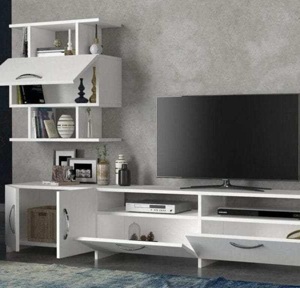 Meuble Téléviseur Blanc avec rangement T725