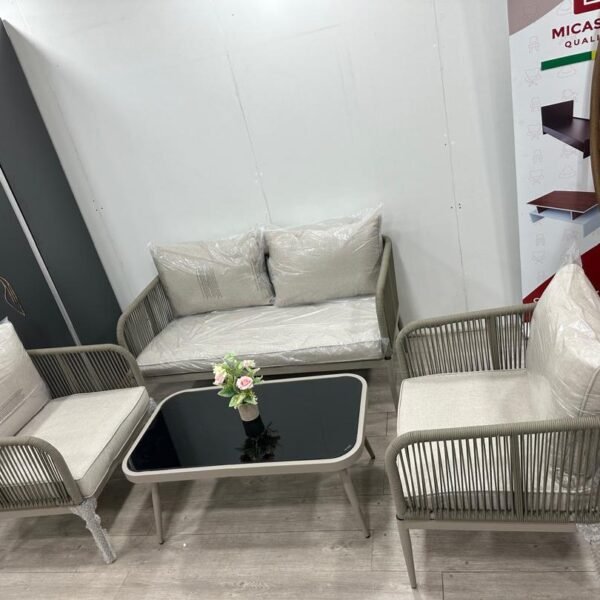 Salon 4 Places Jardin en Rotin Beige