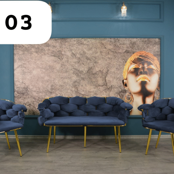Mini Salon 5 places Bleu en Daim B03