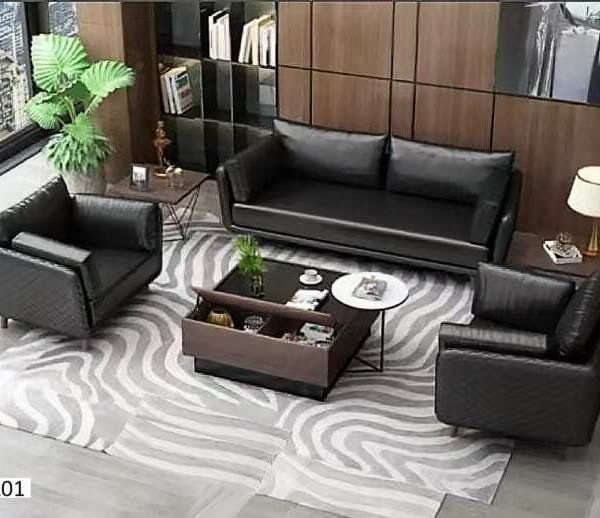 Salon 5 places en Cuir Noir