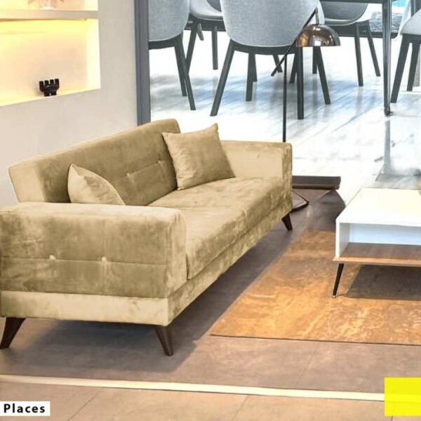 Canapé Lit 2 Places Beige en Daim Importé