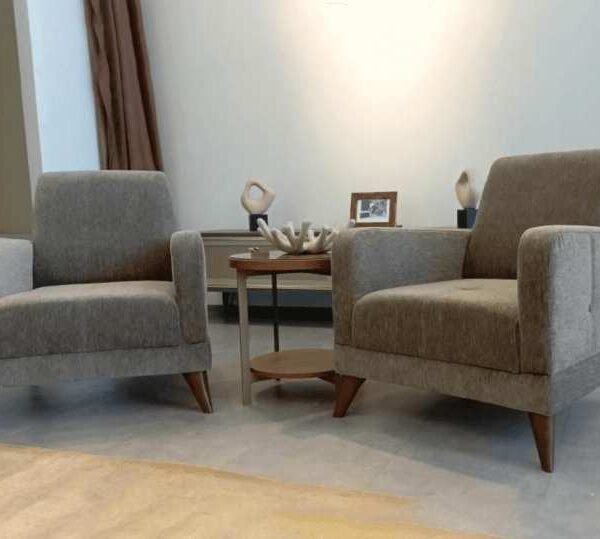 Fauteuil Club 2 Places Beige Importé en Daim