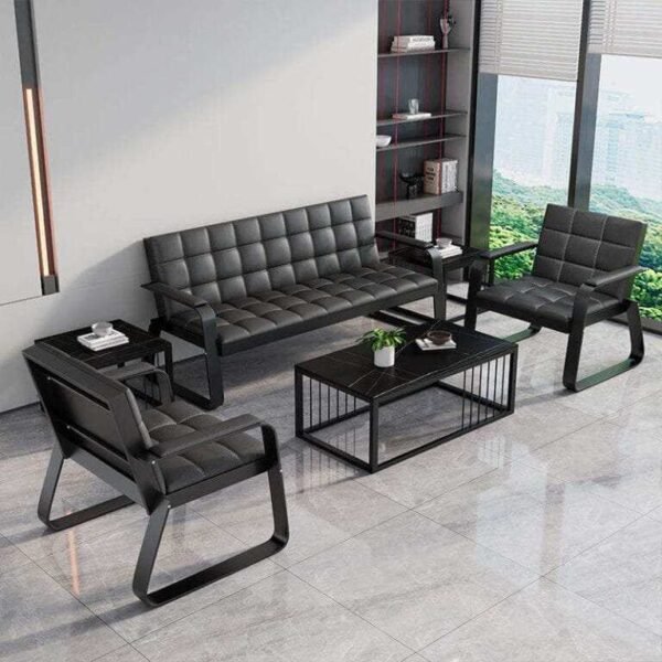 Salon 5 places en Cuir Noir