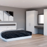 Chambre à Coucher Lit 2 Places et Armoire 4 Battants MFC10