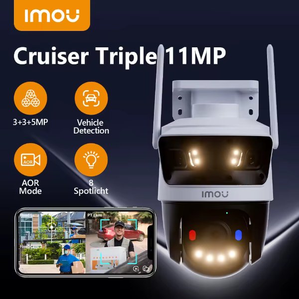 Imou - Caméra IP Wi-Fi extérieur à triple objectif 3+3+5MP | Sentinelle Tri-View