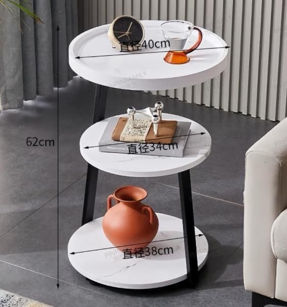 Table d’Appoint 3 Niveaux en Bois Noir et Blanc