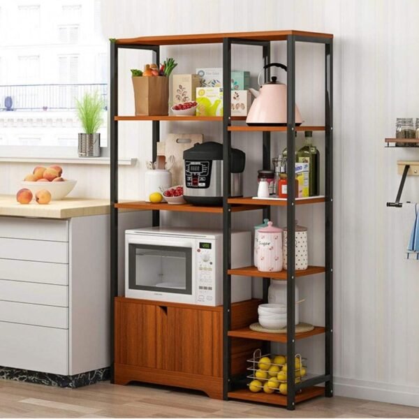 Meuble de Cuisine en Bois et Métal avec des Etagères