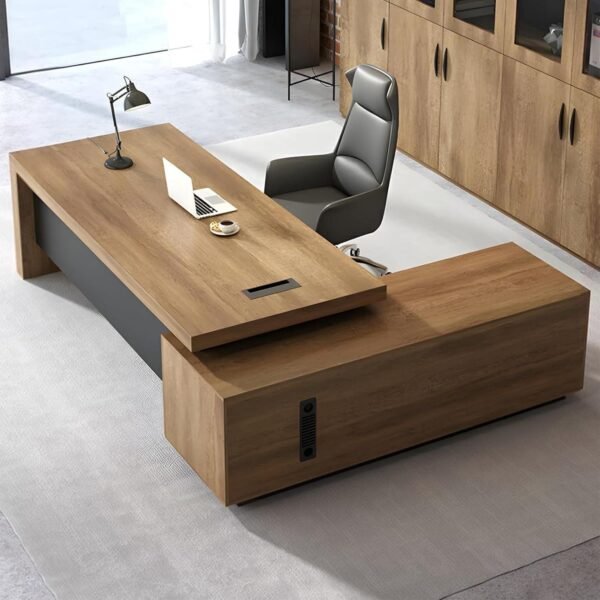 Table Bureau 1m80 Ministre avec Retour Marron Gris OZEDK0418