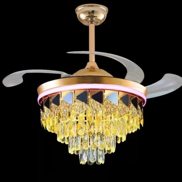 Ventilateur Plafonnier avec Lampe de Haute Éclairage Dorée