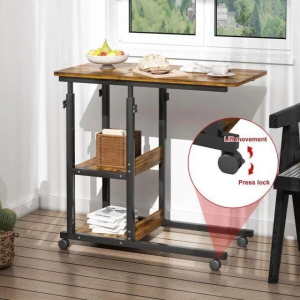 Table D'étude Adulte Réglable en Hauteur Marron 80cm