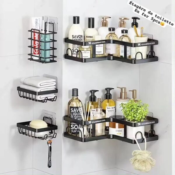 Étagères Salle de Bain en Métal Noir