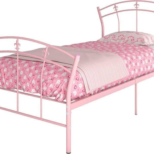 Lit 1 Places Pour Jeune Fille en Fer Forgé 1m40 Rose