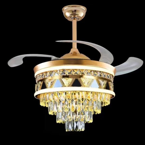 Ventilateur Plafonnier avec Lampe de Haute Éclairage Dorée