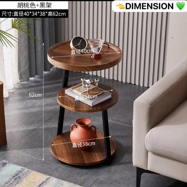 Table d’Appoint 3 Niveaux en Bois Marron