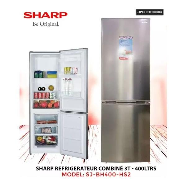 REFRIGERATEUR SHARP 400L COMBINE 3TIROIRS GRIS BH400