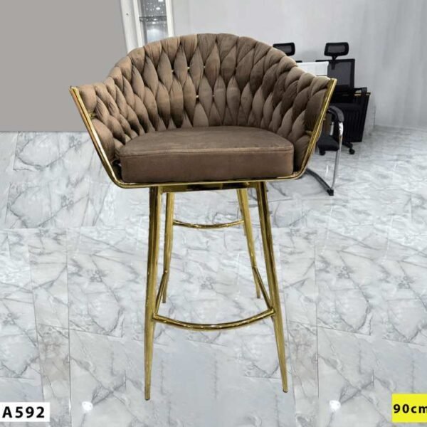 Chaise Haute pour Salon de Coiffure en Velours Marron