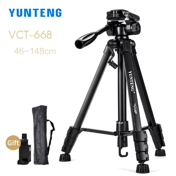 Trépied caméra et téléphone avec tête d'amortissement VCT-668