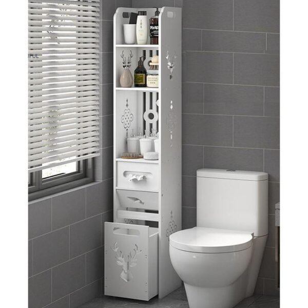 Meuble de Rangement Salle de Bain en Bois Blanc