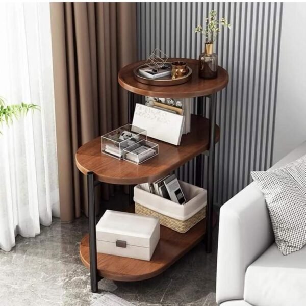Table d’Appoint 3 Niveaux en Bois Marron