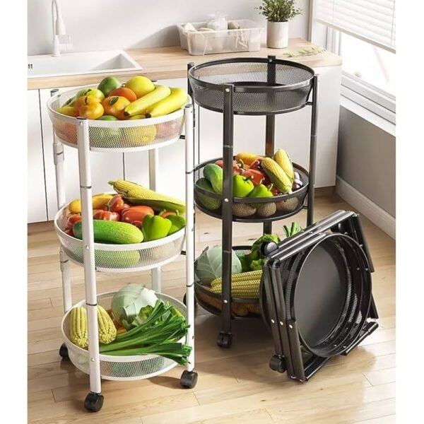 Etagere de Cuisine en Métal 3Niveaux Noir