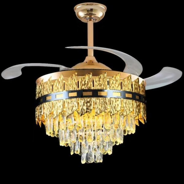 Ventilateur Plafonnier avec Lampe de Haute Éclairage Dorée