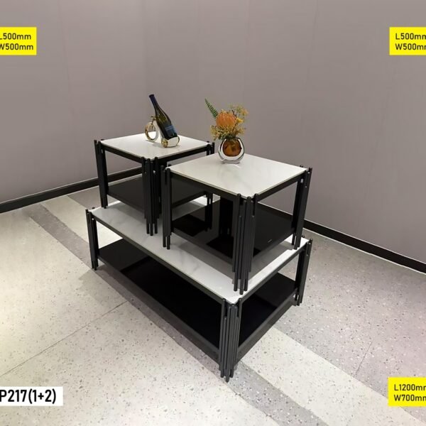 Table basse 3 Pièces en Marbre Noire et Blanc