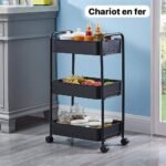 Etagere de Cuisine 3Niveaux en Métal Noir