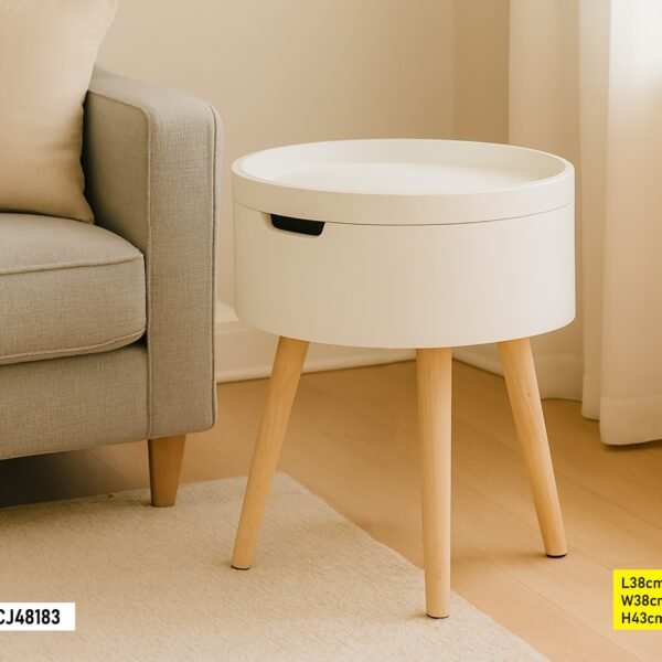 Table de Coin en Bois Beige avec Rangements