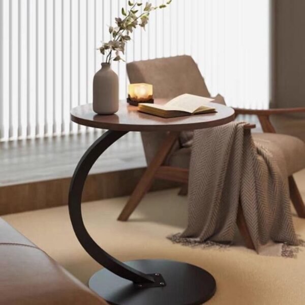 Table d’Appoint Ronde Marron Noire