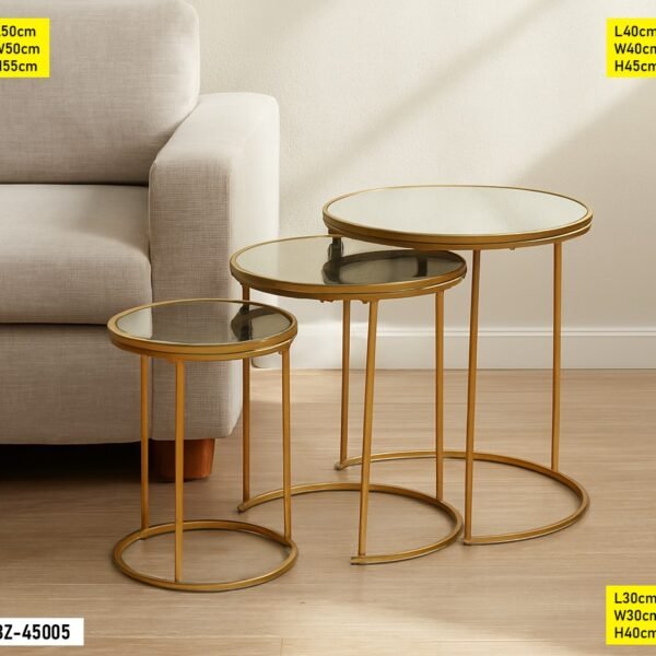 Table basse 3Pièces en Verre et Fer