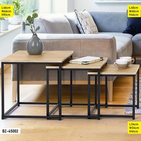 Table basse 3 Pièces en Bois Beige et fer