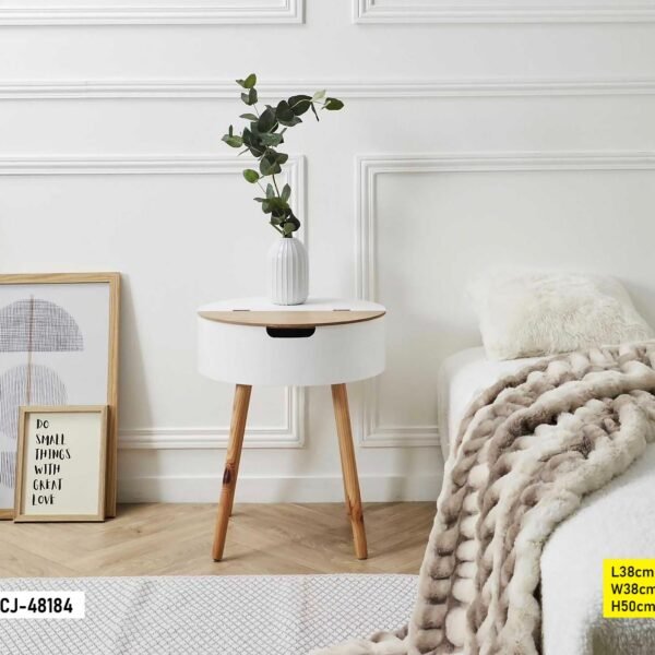 Table de Coin en Bois Beige Blanc